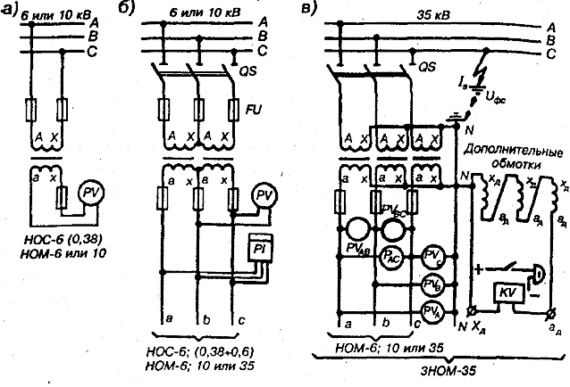 Схема соединения обмоток трансформатора напряжения 110 кв