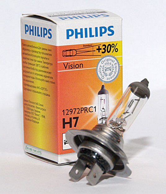 Лампы филипс ближний свет. Лампа ближнего света н7 Филипс. Philips Vision +30 h7. Philips h7-12-55 +30% Vision 12972prc1 от. Лампочки ближнего света Philips h7.